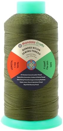 Mandala Crafts Size 92 280D T90 Olive Drab Bonded Nylon Thread, 1100 YDs