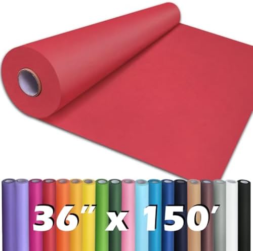 PerkHomy Red Kraft Paper Roll 36" x 1,800" (150') for Gift Wrapping Bouquet Flower Art Painting Craft Writing Packaging Shipping 80GSM 55LB (Red, 36" x 150')