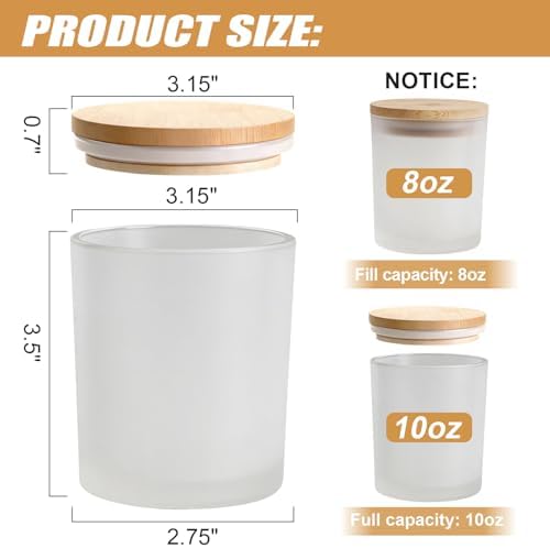 12-Pack 10oz Glass Candle Jars for Making Candles -Frosted