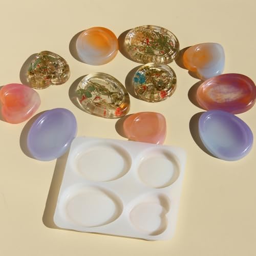 Thumb Worry Stone Resin Molds Crystal Chakras for Epoxy Resin Casting Oval Heart Silicone Molds for Relief Anxiety for Men Women Meditation Student Stress Relief