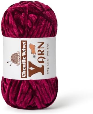 Chenille Crochet Burgundy Yarn 1 Pack