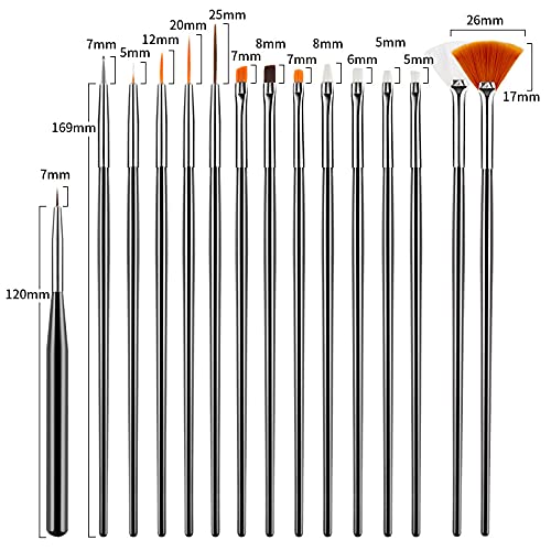 Artdone 31pcs Nail Art Brushes Tools Set Dotting Tools for Gel Polish | Dust Brush,Striping Brushes for Long Lines, Drawing Pen Design supply
