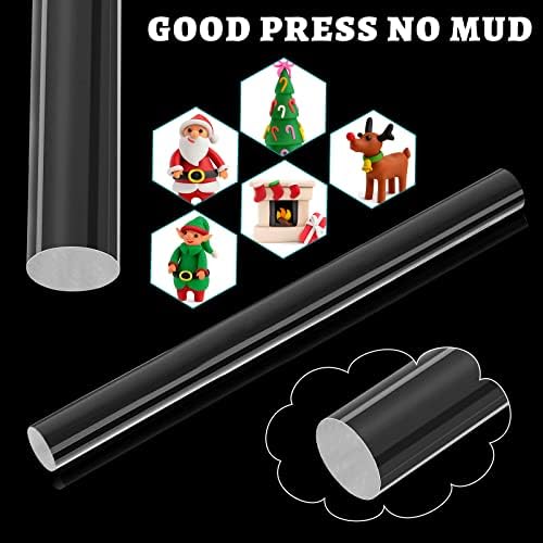 Clabby 4 Pieces Acrylic Clay Roller Plastic Polymer Pin, 6.5 x 0.5 Inch | Clear Plastic Tube Roller, Small Rolling Pins for Crafts, Bulk Pack Handmade Art Supplies, Smooth Surface DIY Projects