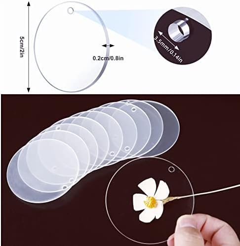 Round Acrylic Keychain Blanks 2 Inch Circle Blanks with Hole | 100 Pcs Clear Acrylic Discs, For Keychains Ornament, Painting and Vinyl Crafts Projects