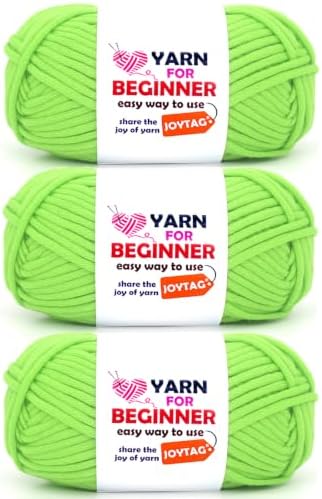Neon Green Yarn for Crocheting and Knitting Cotton Crochet Knitting Yarn for Beginners with Easy-to-See Stitches Cotton-Nylon Blend Easy Yarn for Beginners Crochet Kit(3x50g)