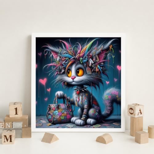 DOTSTART Colorful Cat Diamond Art Kits for Adults, Full Drill Gem Painting