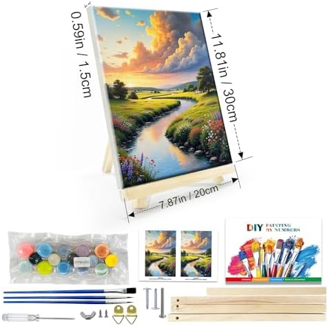 JOOZ Framed Paint by Numbers Kit for Adults, Sunset Landscape, 8x12 Inch