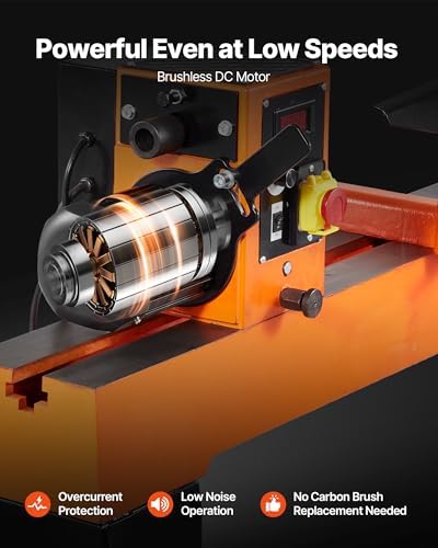 VEVOR 1.5 HP Wood Lathe, 16 x 40 in Wood Lathe Machine with 150 to 3200 RPM Variable Speed Brushless DC Motor Cast Iron Body Tool Rest for Medium to Large Projects Woodworking