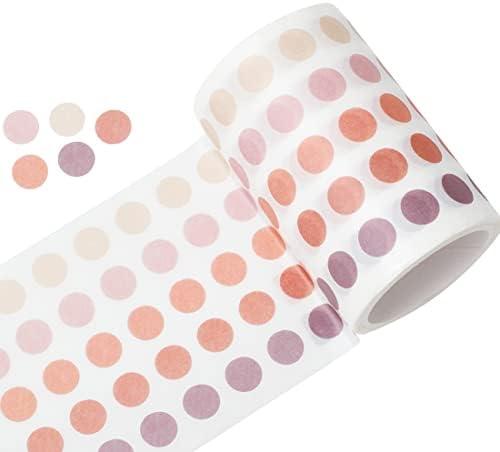 YUBBAEX Morandi 5/16" Dot Washi Tape Round Stickers 1250 Dots Stickers for Bullet Journal Planner Scrapbooking 2 3/8" x 10‘ (Coral Berry)