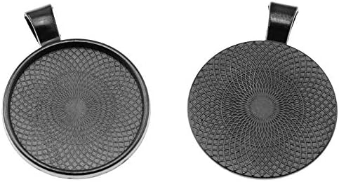 25pcs 25mm Round Bezel Pendant Trays Setting Cabochon Blank Base for DIY Crafting Photo Jewelry Findings Making Accessories, Gun Black