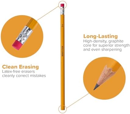 Bostitch Premium #2 Pencils, Premium Wood, Unsharpened, HB Graphite, 20-Count
