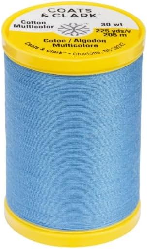 Coats & Clark Cotton All Purpose Sewing Thread 100% Mercerized Cotton 225 Yards Each Spool S970 2 Pack Bundle with 3 Bella's Crafts Needle Threaders (Medium Blue)