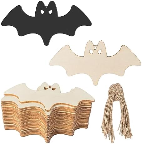 Unfinished Flying Bats DIY Wood Bats Shaped Ornaments - 20Pcs Halloween, Christmas, Wedding, Birthday, Thanksgiving Decoration
