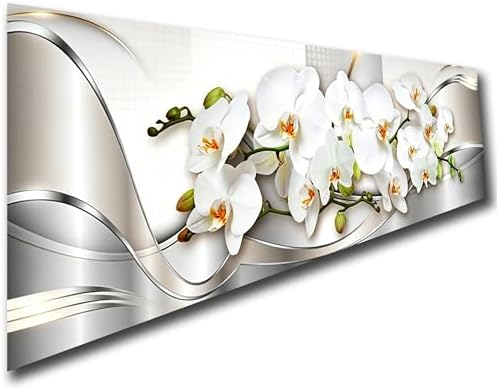 NFDPFUN Large Size Flower Diamond Painting Kits for Adults,Orchid Floral Diamond Art Kits for Beginner,5D DIY Full Round Diamond Mosaic Kits,Gem Art and Craft Kits,Home wall Decor 35.4x11.8 inch