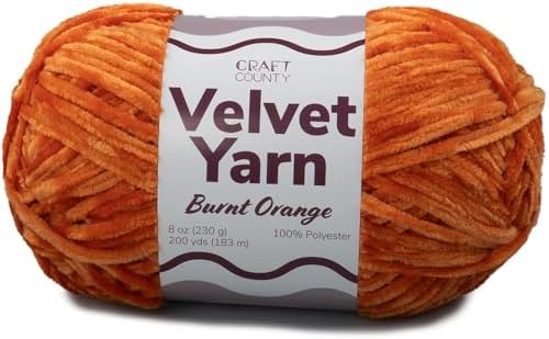 Craft County Bulky 5 Velvet Yarn – Super Soft Polyester Yarn for Blankets, Home Décor, and More!