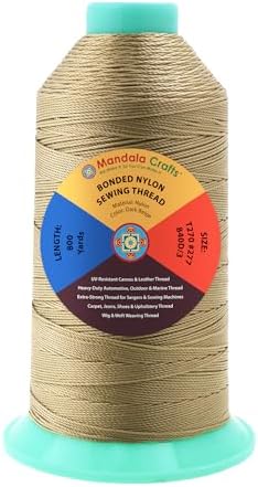 Mandala Crafts Size 277 840D T270 Dark Beige Bonded Nylon Thread, 800 YDs