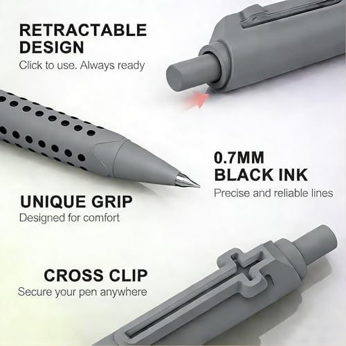 6 Pack Bible Journaling Gel Pens, 0.7mm Black Ink Retractable