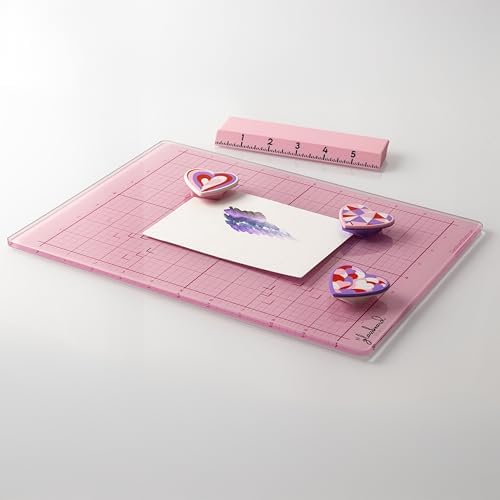 GLASSBOARD STUDIO Glass Craft Mat - Magnetic, Heat & Scratch Resistant - For Crafting, Cutting, Painting, Mixed Media Artwork - Grid Lines, Non-Slip Rubber Feet (Blush 18"L x 24"W)