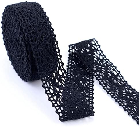 Black Lace Ribbon 12 Yards Cotton Sewing Lace Trim Crochet for Crafts, Gift Package Wrapping, Bridal Wedding Decoration, Scrapbooking Supplies