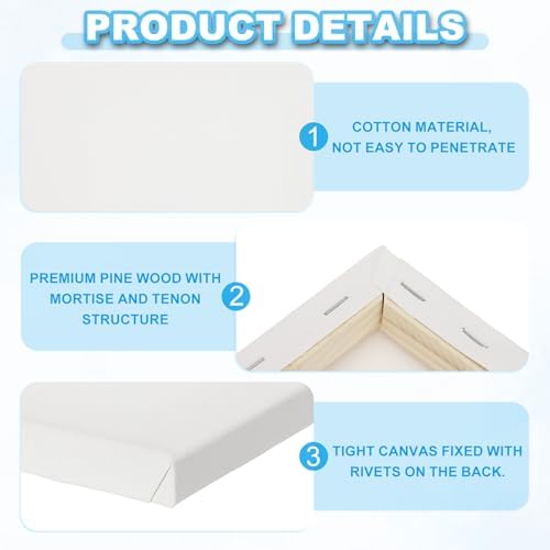 PATIKIL Canvas for Painting, 40 Pack 2.4x2.4 Blank Cotton Canvas Acrylic Drawing Board Oil Paint Set Art Supplies for Watercolor Oil Acrylic Gouache Tempera