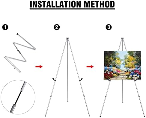 Portable Art Easel Stand 63 Inches - Picture Stands for Display w/Bag - Tabletop Art Easel Stand for Sign, Wedding Signs, Poster Stand, Painting Canvas Stand - Metal Tripod, Easels for Display, 2 Pack