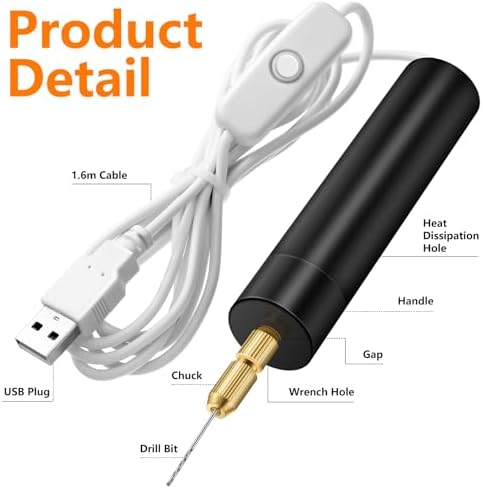 Electric Hand Drill Tools Set for Resin Casting Molds, Electrical Pin Vise Kit with 8 Pieces Drill Bits (0.8 to 1.2 mm) for Resin Plastic Wood Polymer Clay Jewelry Keychain Pendant Making Supplies