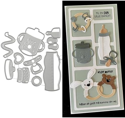 Patchwork Baby Bottles and Water Cups Metal Cutting Dies for Card Making