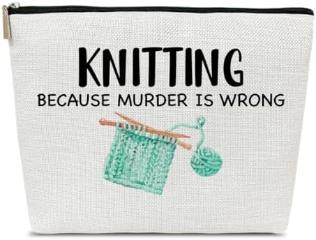 Funny Knitting Gifts Makeup Bag, Crocheting Gifts for Knitters Lovers