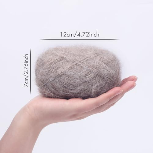 NICEEC 2 Skeins Long Pile Mohair Yarn 2.82oz/788yds - Oatmeal