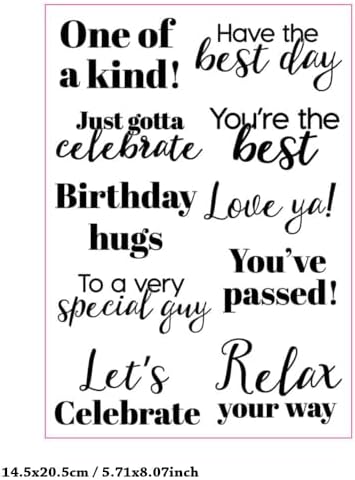 One of A Kind Let is Celebrate You are Passed Happy Birthday Clear Stamps Transparent Silicone Stamp Album Cards Rubber Stamp for Card Making Decoration and DIY Scrapbooking