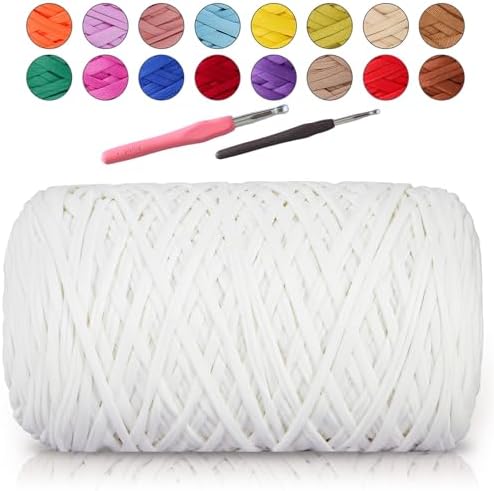 MESTOON 1000g T-Shirt Yarn Soft Elastic Crochet Cream