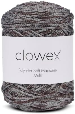 Polyester Soft Macrame Cord 2.5-3mm, 191 Yards x 1/9 inc Turkish Polyester Rope, Braided Macrame Yarn for DIY Crafts, Plant Hanger, Wall Hanging, Macrame Bag (22-Coffee Grey, 1 Ball)