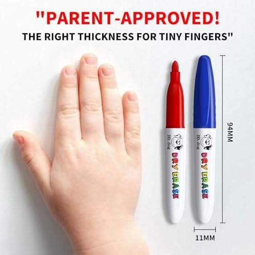 Mini Dry Erase Markers for Kids, 12 Colored Fine Tip White board Markers
