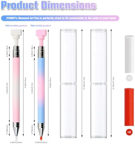 ZYNERY 2PCS Diamond Art Pen, Diamond Painting Pens Refillable, Glue Clay Pens for Rhinestones, Gem Art Rhinestone Picker Tool for 5D Gem Painting Includes 12 Glue Clay Refills