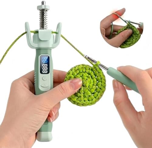 Crochet Tension Tool with Row & Stitch Counter, 2-in-1 Yarn Guide Regulator, Ergonomic for Arthritis Hands & Beginners, Left Right Handed Crochet Accessories