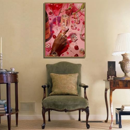 Pink girl Cocktail Dice Diamond Art Kits for Adults Diamond Painting Kits