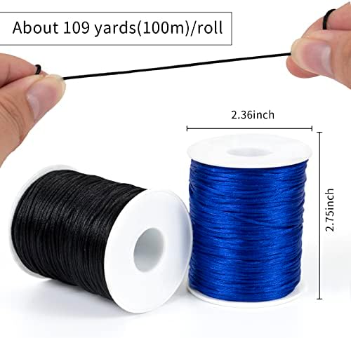 1.5mm Nylon Cord 328 Feet Satin Cord Nylon String for Bracelets, Bracelet Thread Bead String for Jewelry Making, Necklace, Chinese Knotting, Beading, DIY Crafts (Naturals)