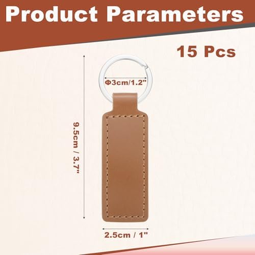 MECCANIXITY Leather Keychain Blanks Bulk Rectangle Laser Engraving Keychain Kit