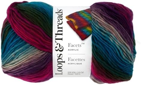Loops & Threads Facets Yarn - Yarn for Knitting, Crochet, Weaving, and Arts & Crafts - Multi, Acrylic, 3.5 oz