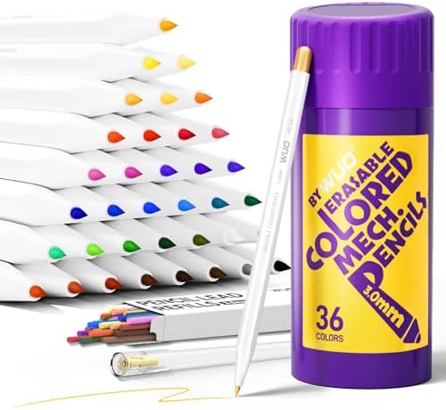 WUO 3.0mm Mechanical Colored Pencils 36PCS with 36 Lead Refills