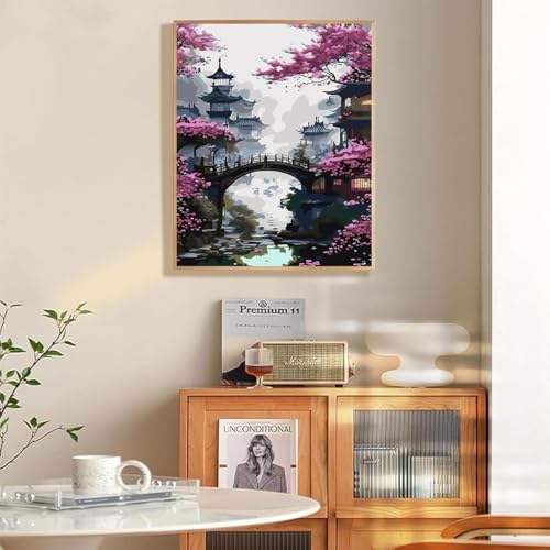 EIBEILI Scenery Paint by Numbers Kit for Adults,DIY Wall Decor