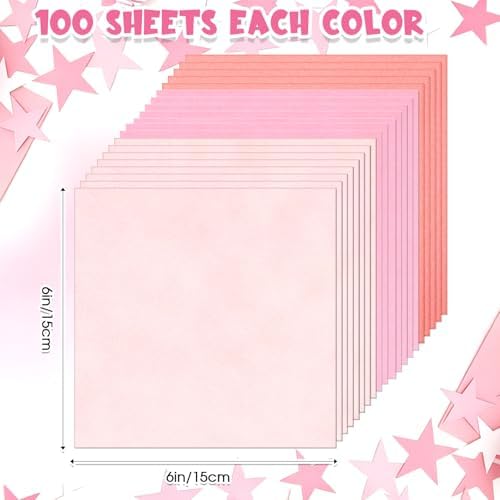 Kigeli 300 Sheet Origami Paper 6 x 6 Inch Square, Pink