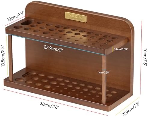 MEEDEN PRO Paint Brush Holder: 38 Holes Wooden Paint Brush Organizer