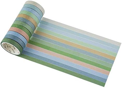 YUBBAEX 12 Rolls Washi Tape Set Natural Color Decorative Tapes for Arts, DIY Crafts, Journals, Planners, Scrapbook, Wrapping Wide -Salty Morandi- (Salty, 8mm x 12Rolls)