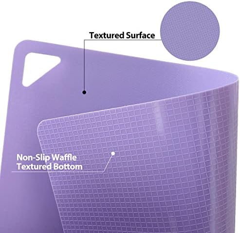 WK Plastic Flexible Cutting Boards for Kitchen, Flexible Cutting Board Mat Set of 10, Non Slip Cutting Mats with Hole, BPA Free, Dishwasher Safe, Multi Size