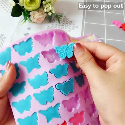 Mini Butterfly Silicone Molds for Chocolate Gummy Candy, Butterfly Mint Molds Ice Cube Molds with Scraper (butterfly)