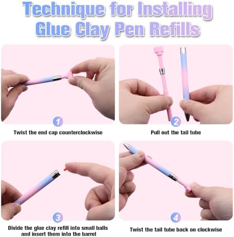 ZYNERY Diamond Art Pen, Diamond Painting Pens Refillable, Glue Clay Pens for Rhinestones, Gem Art Rhinestone Picker Tool for 5D Gem Painting Includes 6 Glue Clay Refills (Pink-Blue)