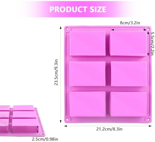 10 Pack Silicone Soap Molds, 6 Cavities Rectangle Silicone Soap Mold, Great for Homemade Craft Soap Bar Mold, DIY Chocolate Molds, Cake Molds & Ice Cube Trays - Just Pop Out (Purple)