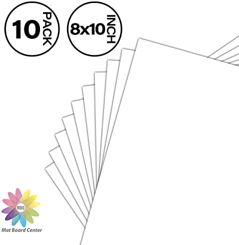 Mat Board Center 8x10 Backing Boards, 10 Pack White Backboards for Frames