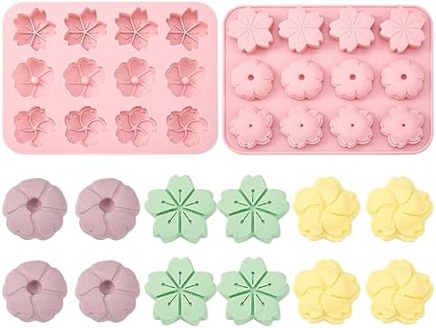Craftdady Silicone Soap Mold 12 Cavities Cherry Blossom Plant Moulds Trays, 2 Pack for Handmade Craft Biscuit Candy Chocolate Fondant Cake UV Resin Epoxy Resin Jewelry Making